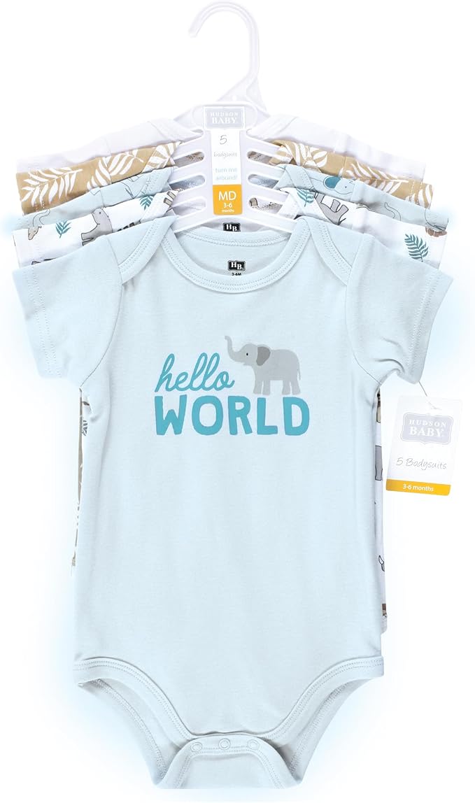 Hudson Baby Unisex Baby Cotton Bodysuits 5-pack - Image 2