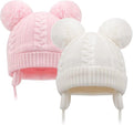 Duoyeree Toddler Winter Hat with Earflap Scarf Hood Thick Warm Kids Skull Cap for Baby Girls Boys
