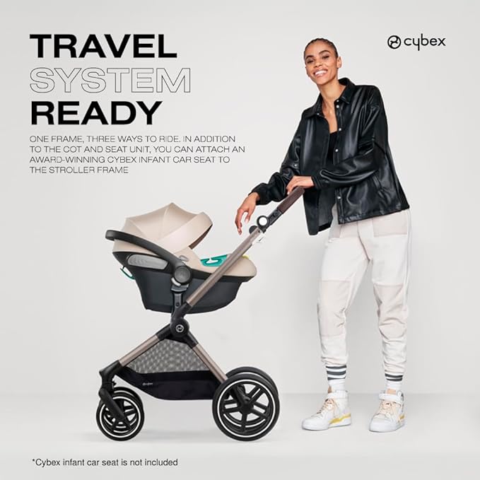 Cybex EOS 2-in-1 Stroller - Bassinet Stroller Converts to Toddler Stroller with One-Hand Recline - Bassinet and Toddler Seat Included, Reversible & Travel System Ready, Lava Grey
