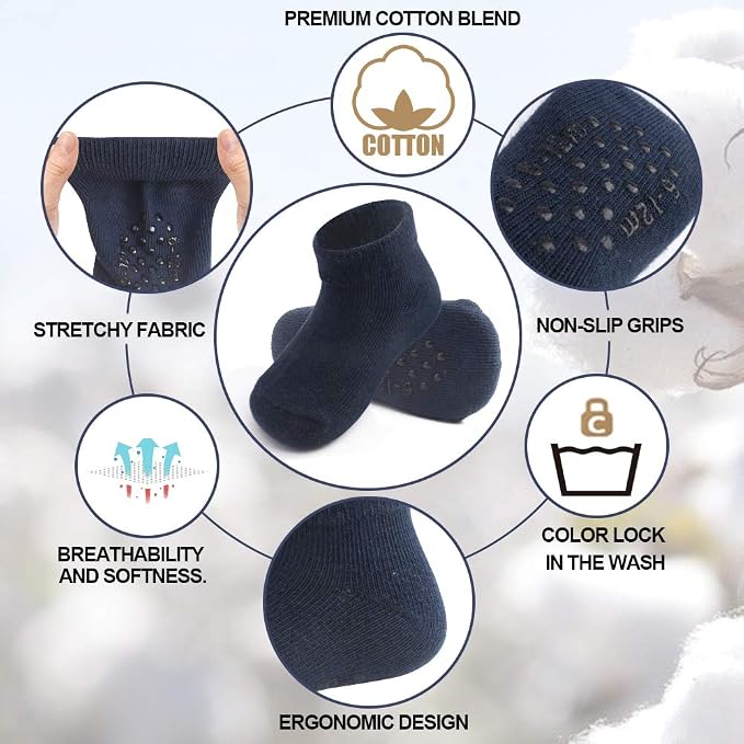 Baby Non-Slip Ankle Socks 12 Pack Soft Cotton - Image 5