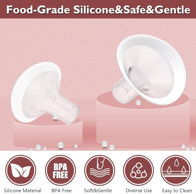 2pcs 13mm Soft Rim Flanges with 106 Degree Wider Opening Angle for Medela Breast Pump, PersonalFit, Freestyle, Maxflow, Freestyle Flex Swing Maxi Connector,Lansinoh Signature Pro