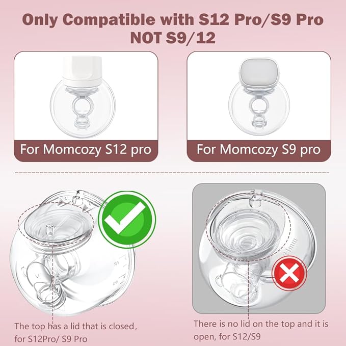 One Full Set Milk Collector Cup 27mm Only Compatible with Momcozy S12 Pro/S9 Pro Breast Pump NOT for S9/S12, S12 Pro/S9 Pro Wearable Breast Pump Replacement Parts with 27mm Flange