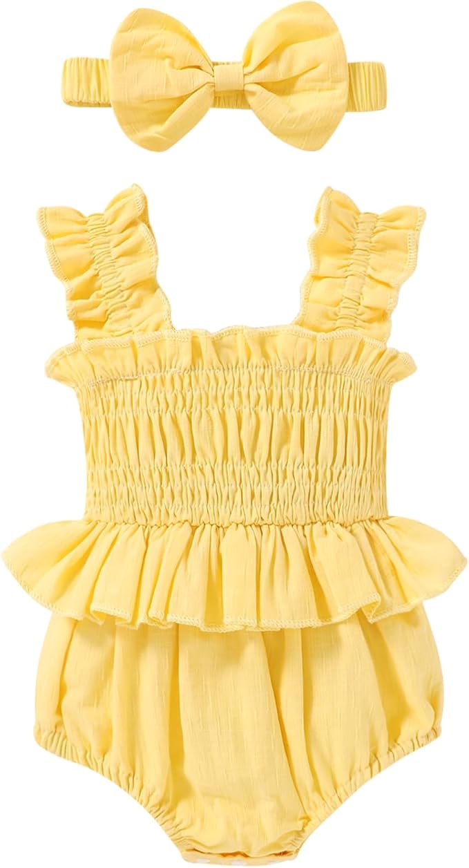 YOUNGER TREE Baby girl Romper Infant Summer Clothes Ruffle Sleeveless One Piece by YOUNGERTREE