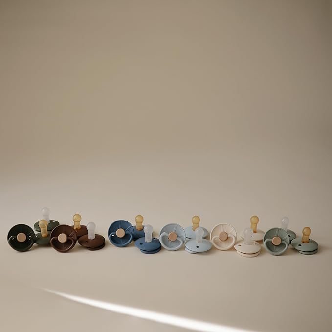 FRIGG Little Viking SilkySoft Silicone Baby Pacifier 2-Pack | Made in Denmark | BPA-Free (Ocean View/Cream, 0-6 Months)
