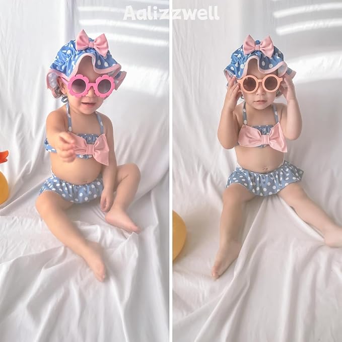 Aalizzwell Baby Girl 2-Piece Bikini Swimsuit with Hat