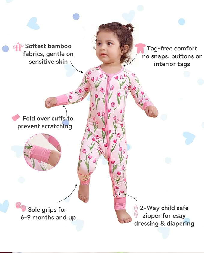 babee Reshinee Viscose Derived from Bamboo Baby Footie Pajamas Convertible - Image 2