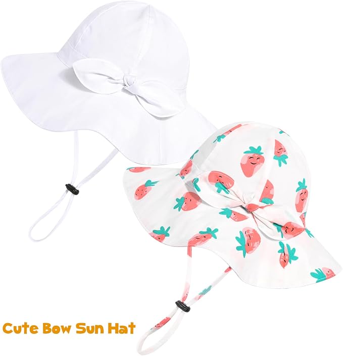 Baby Girl Sun Hat with UPF 50+ Outdoor Adjustable Beach Hat with Wide Brim - Image 5