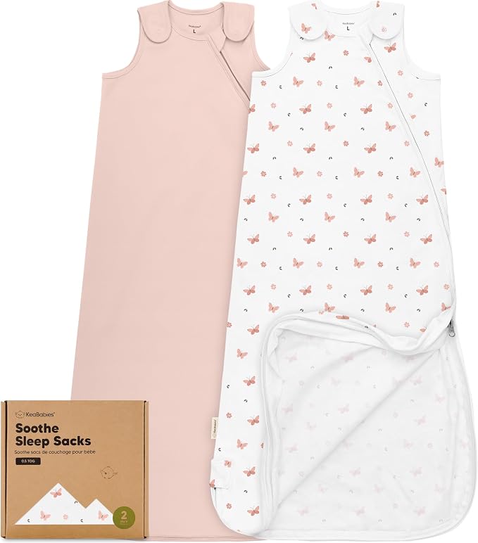 2-Pack Organic Baby Sleep Sacks, 100% Cotton 0.5TOG by KeaBabies