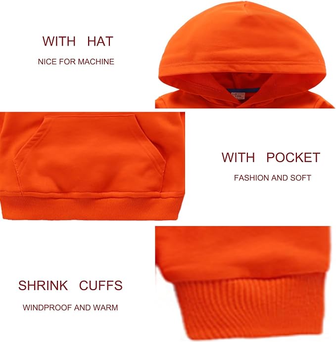 Baby Kids Boy Girl Solid Casual Pocket Hoodie Sweatershirt Long Sleeve Pullover - Image 3