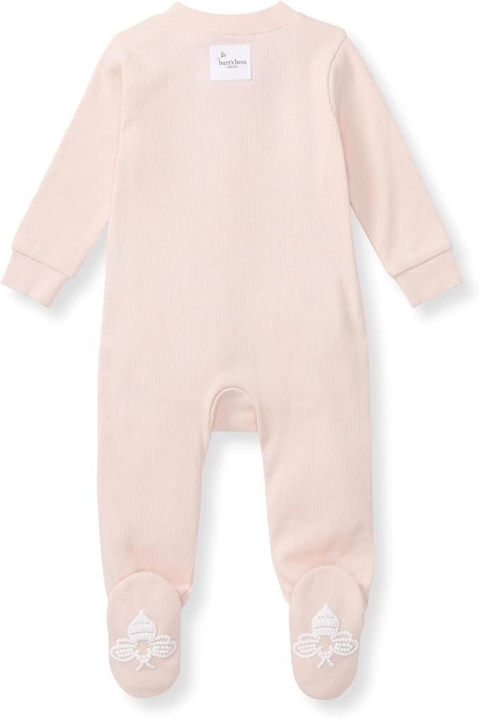 Burt's Bees Baby Girls' Organic Cotton, Sleep and Play Footed Pajamas | Easy - Image 2
