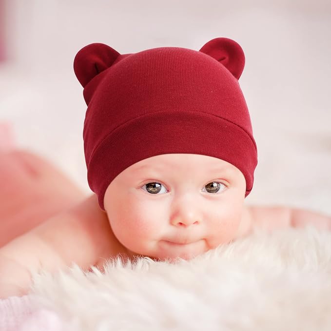 BQUBO Newborn Baby Bear Ears Hats and Mittens Sets Preemie Cotton Caps Baby Boy - Image 3