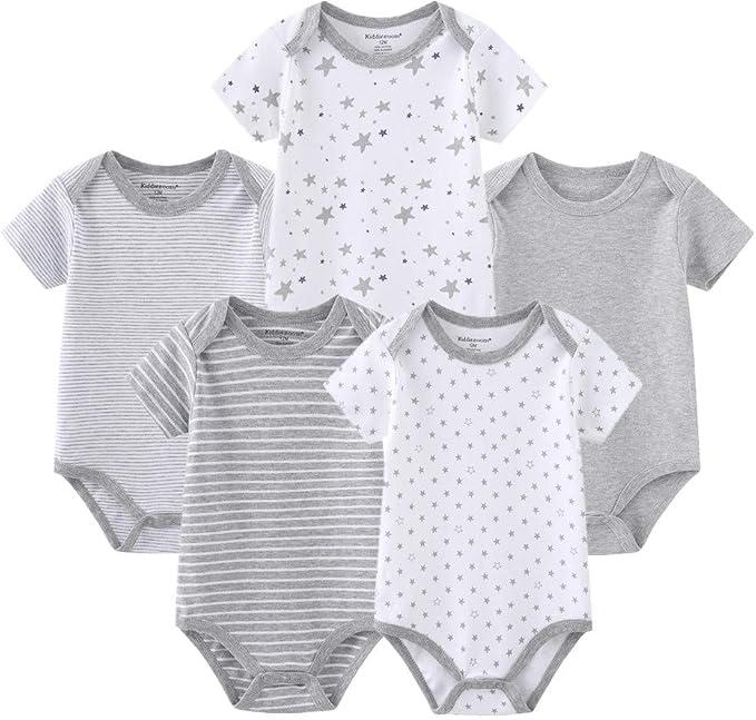 Kiddiezoom Baby Bodysuit Newborn Short Sleeve baby One-Piece Cotton 5-Pack baby by Kiddiezoom