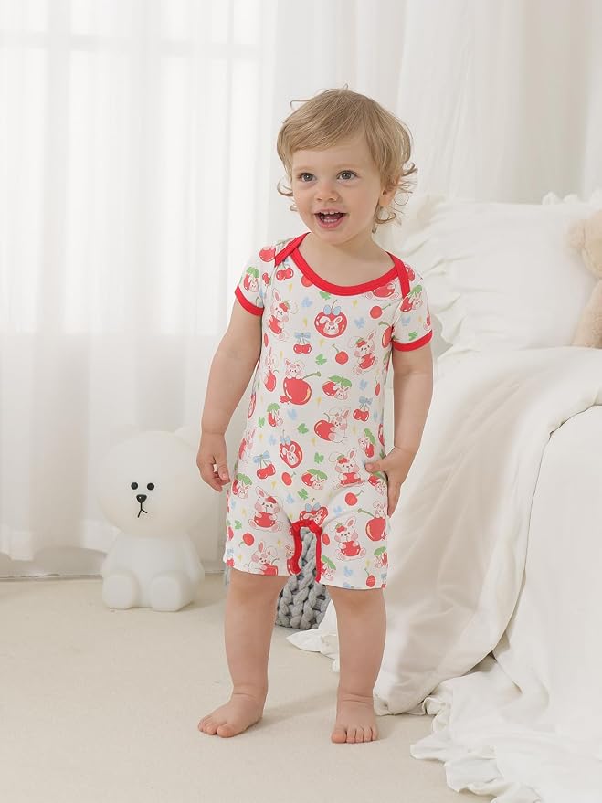 GUISBY Baby Rayon Romper Pajamas, 0-24M | Silky Soft Feel，Snap Closure，Footless - Image 5