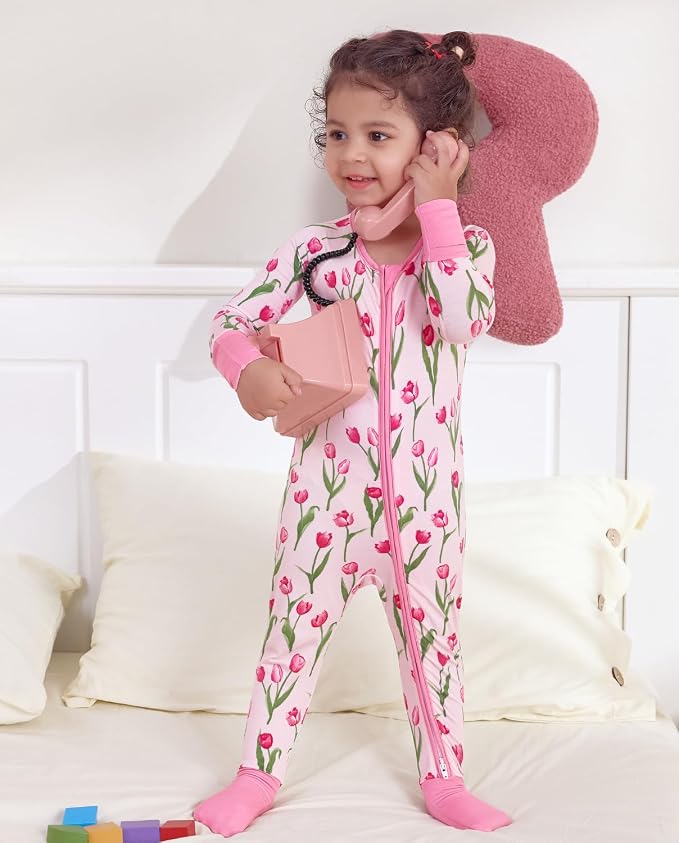 babee Reshinee Viscose Derived from Bamboo Baby Footie Pajamas Convertible - Image 7