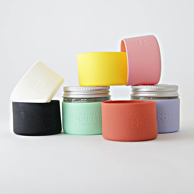 Little Seed Farm Protective Silicone Sleeves for Jars - 2-Pack - Black