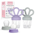 Bessentials Carrot Baby Fresh Fruit Food Feeder & 2 Pack Silicone Mesh Feeders | Safe Infant Self-Feeding|Includes 3 Sizes of Food Pouches |Suitable for Baby 4M+|BPA-Free (Lilac & Misty Green)