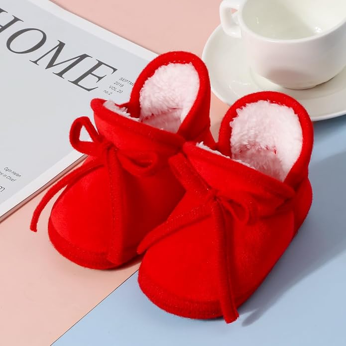 Baby Booties Newborn Fleece First Walking Shoes Non-Slip Sole Slippers Cozy - Image 3