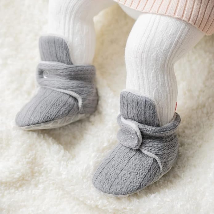 ohsofy Newborn Baby Cotton Booties Stay On Slipper Winter Warm Soft Shoes - Image 2