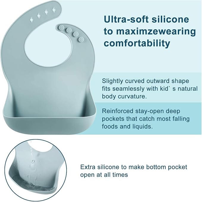Babero Baby Bib Silicone Impermeable con Scoop Bib | Waterproof Silicone Baby - Image 4