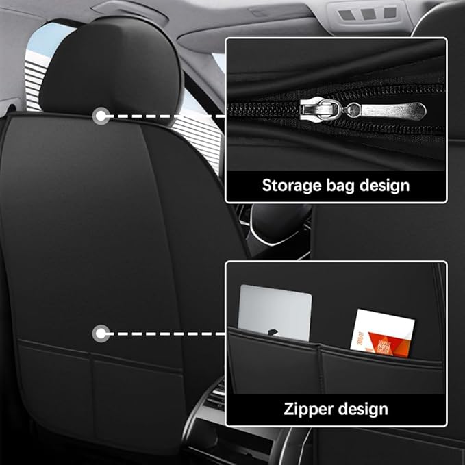 Leather Seat Cover for Ford Edge 2010-2026,Waterproof Soft Seat Covers,Interior Accessories Seat Covers Cushion Vehicle Protector Airbag Compatible(Black&Coffee,Full Set)
