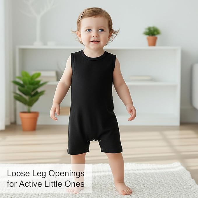 DEFAHN Viscose made from Bamboo Baby Boy Sleeveless Romper 2 Pack Infant Solid - Image 5