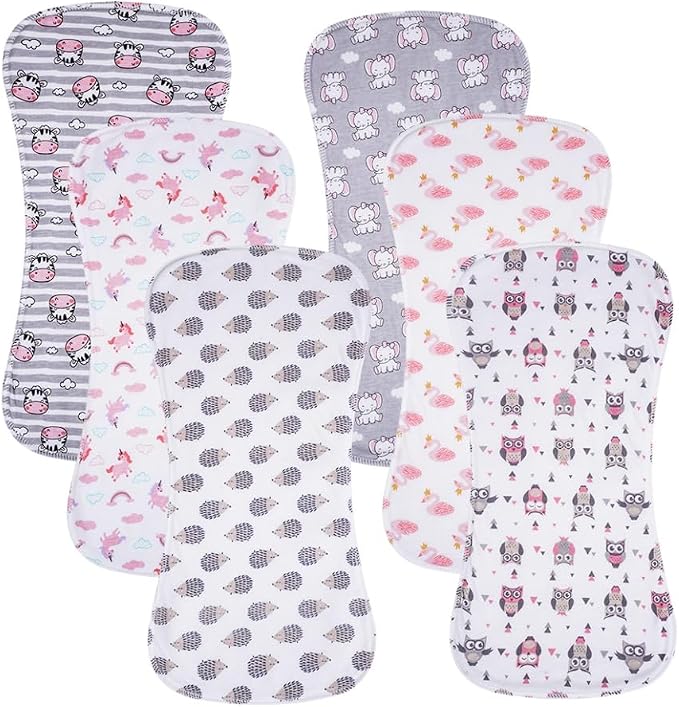 6 Pack Cotton Baby Burp Cloths Extra Absorbent Soft by Gelisite