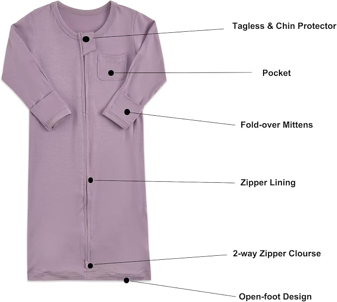 Aablexema Baby Nightgowns Rayon of Bamboo 2-way Zipper - Image 5