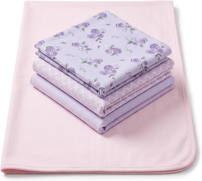 EVERYDAY KIDS 4 Pack of Soft Flannel Receiving Baby Blanket Set - Image 9