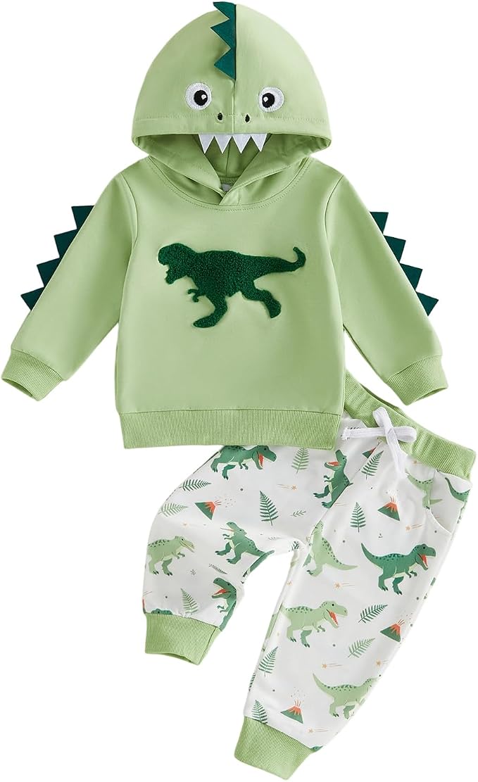 Infant Baby Boy Fall Winter Clothes Outfit Hooded Long Sweatshirt Pant Set by LIOMENGZI