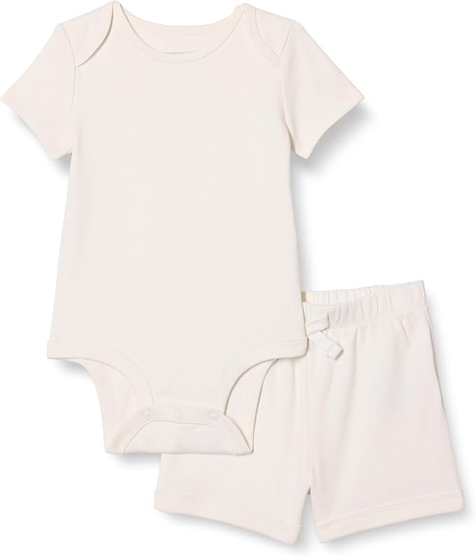 Amazon Essentials Unisex Toddlers' Short Sleeve 100% Cotton Bodysuit and Short by AmazonEssentials