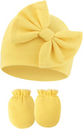 UTTPLL Newborn Beanies Cap No Scratch Mittens Set 0-6 Months Infant Bow Caps by UTTPLL