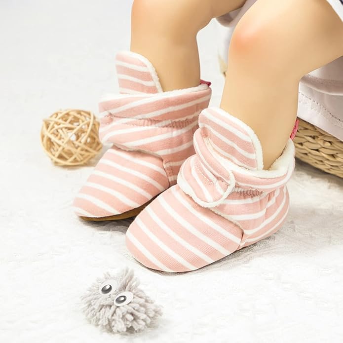 Babelvit Newborn Baby Boy Girl Soft Fleece Booties Stay On Infant Slippers - Image 2
