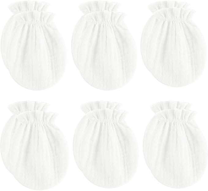 MOMSMENU Baby Mittens Newborn Muslin Soft No Scratch 0-6 Months 6-Pack | by MOMSMENU