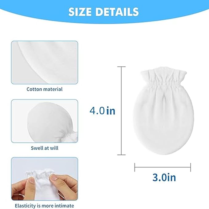 12 Pairs Newborn Baby Mittens, Unisex-Baby No Scratch Mittens, 100% Cotton - Image 2
