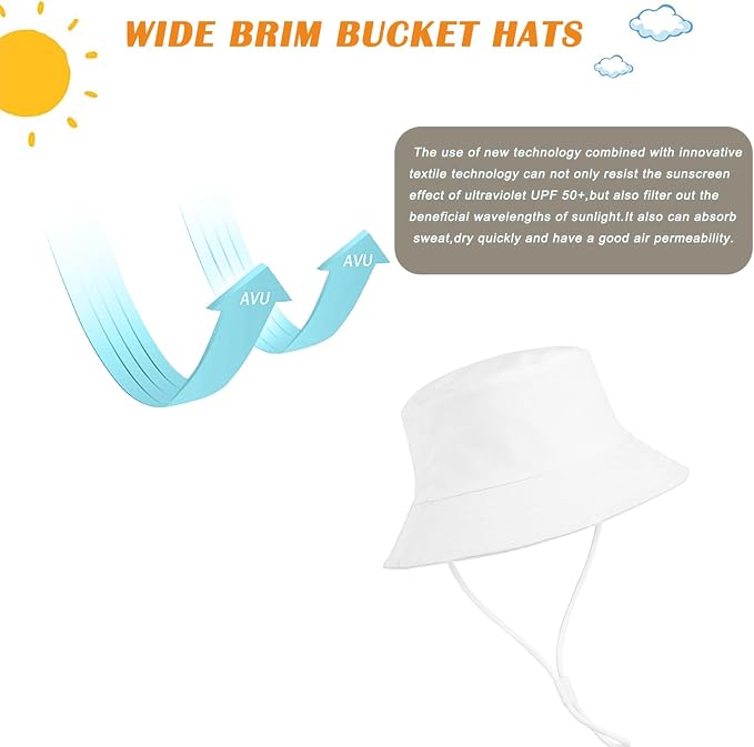 Baby Boy Sun Hat Toddler Bucket Beach Hat Girl UPF 50+ Cotton Linen - Image 4