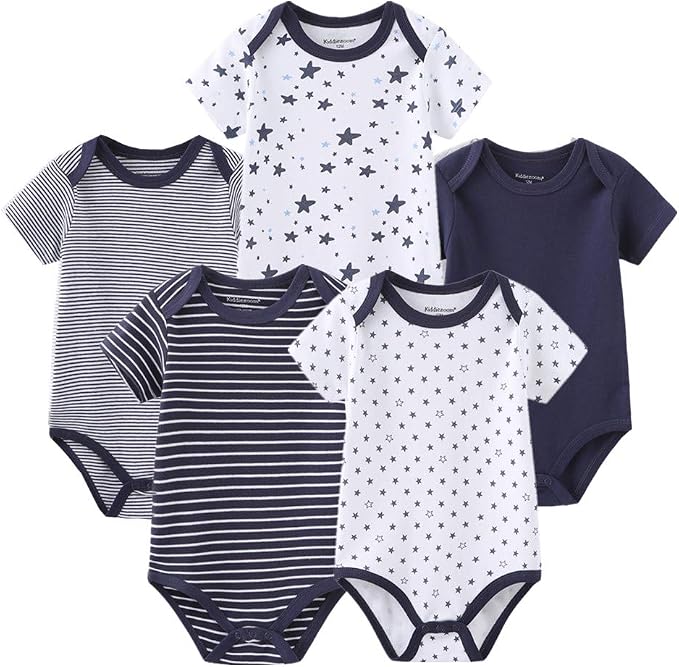 Kiddiezoom Baby Bodysuit Newborn Short Sleeve baby One-Piece Cotton 5-Pack baby by Kiddiezoom