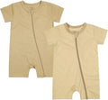 Teach Leanbh Unisex Baby 2 Pack Pajamas Cotton Short Sleeve Zipper Romper by TeachLeanbh