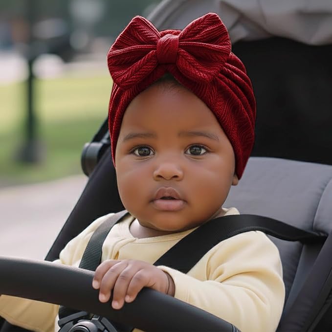 BQUBO Baby Turban Hats and Mittens Set Newborn Infant Hospital Hats Caps - Image 2