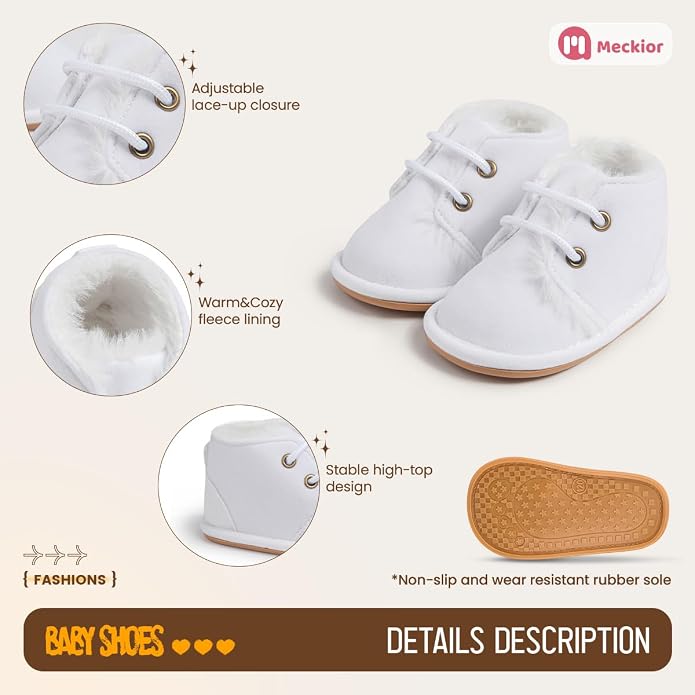 Meckior Baby Booties Newborn Infant Unisex Baby Girls Boys Velvet Rubber - Image 5