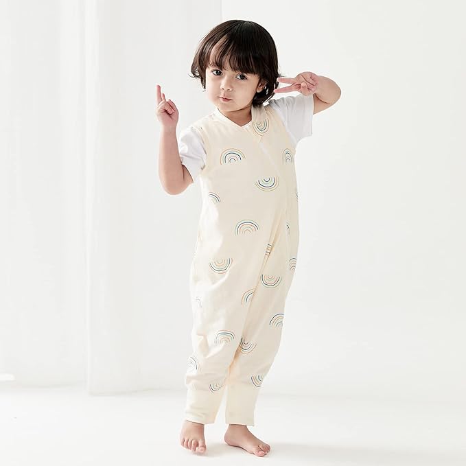 Duomiaomiao 0.5 TOG Toddler Sleep Sack 24-36 Months 100% Cotton Lightweight Baby Sleep Sack with Feet, Breathable Comfy Toddler Wearable Blanket