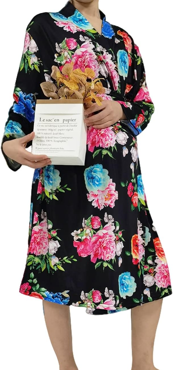 SUFEINI Maternity Robe and Matching Baby Swaddle Blanket Set, Mommy Robe - Image 4