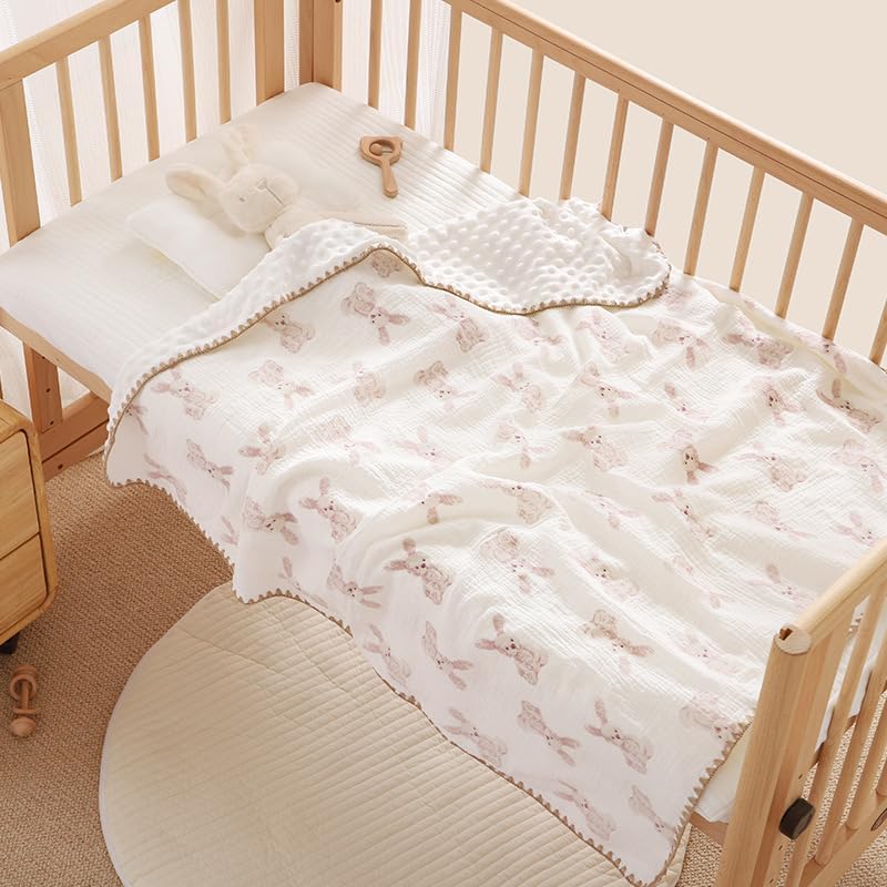 Baby Soft Muslin Thick Blanket Cotton and Dotted Backing Double Layer Receiving - Image 6
