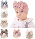 Baby Girls Hair Bow Turban Hat 6PCS Set, Top Bowknot Head Wrap Beanie India Caps by Esumun