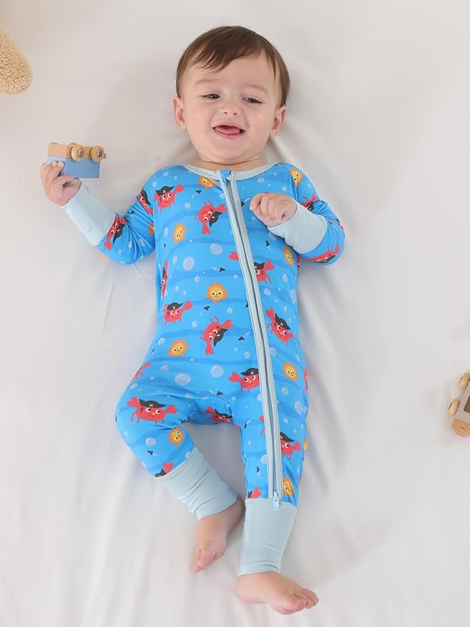 GUISBY Baby Footless Pajamas, Rayon of Bamboo, NB-2T | Rayon of bamboo softness - Image 4