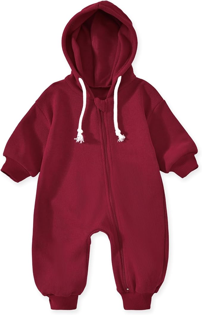 Unutiylo Unisex Baby Boys Girls Long Sleeve Infant Baby Zipper Hooded Jumpsuits by Unutiylo
