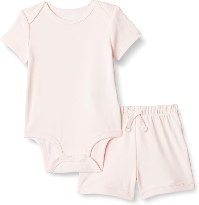 Amazon Essentials Unisex Toddlers' Short Sleeve 100% Cotton Bodysuit and Short by AmazonEssentials