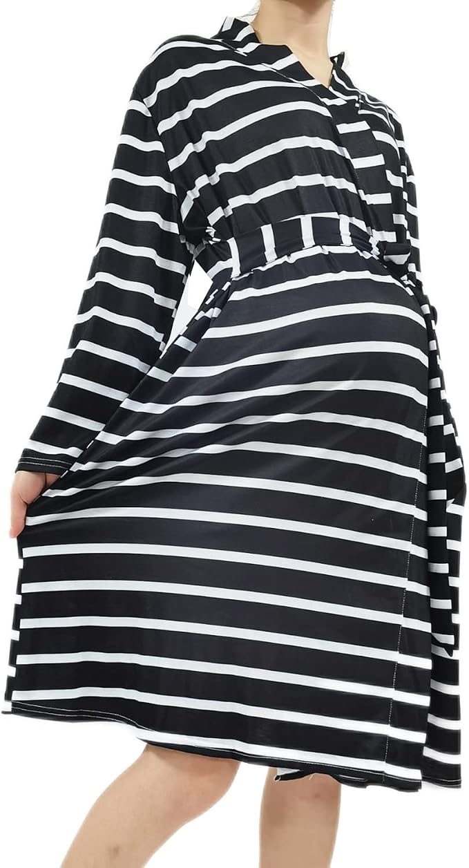 SUFEINI Maternity Robe and Matching Baby Swaddle Blanket Set, Mommy Robe - Image 6