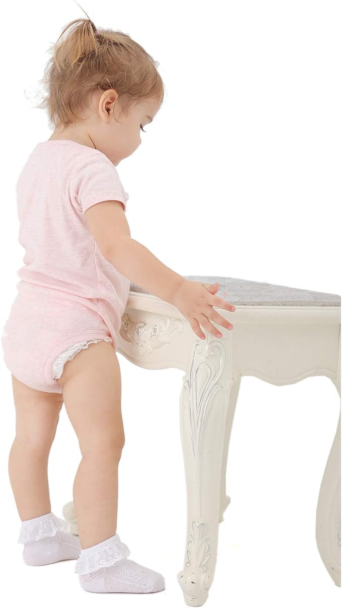 EPEIUS Baby Girl Ruffle Socks, Eyelet Frilly Lace Socks - Image 5