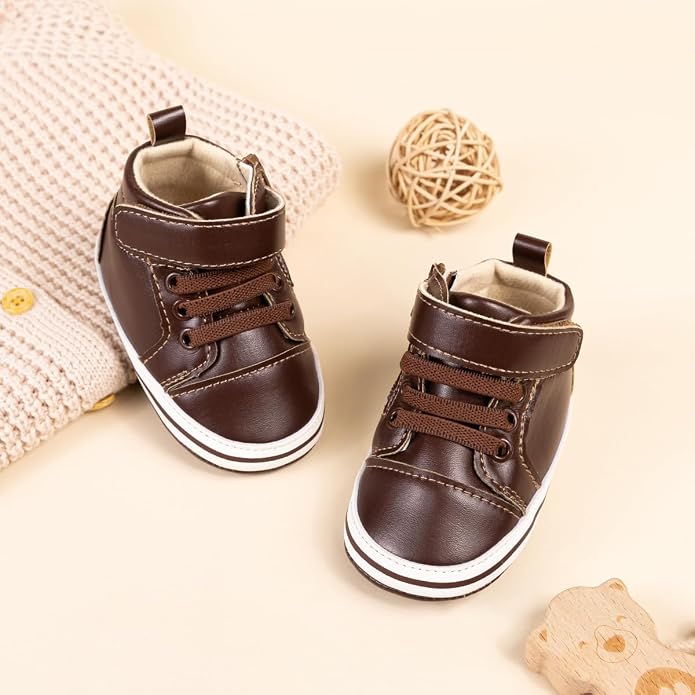 Meckior Toddler Baby Boys Girls High Tops Ankle Sneakers Soft Anti-Slip Sole PU - Image 3