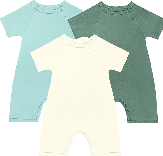 GUISBY Baby Romper 3-Pack Short Sleeve Rayon of Bamboo Bodysuit Set, 0-24M | by GUISBY